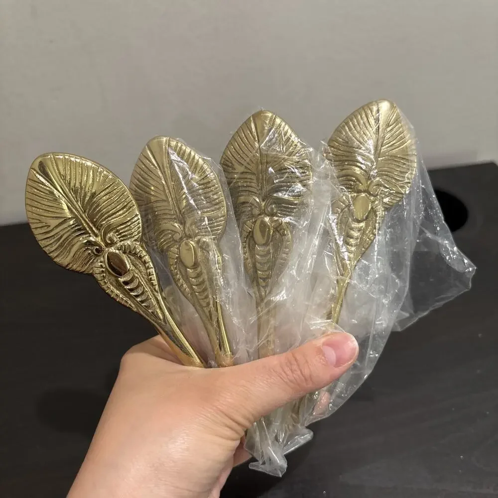 Vintage Metal Scarab Beetle Design Wall Brass Hooks Set Of 4 New With Screws